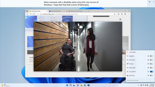 Captura de pantalla del panel Accesibilidad en Windows con la configuración de subtítulos en directo activada.