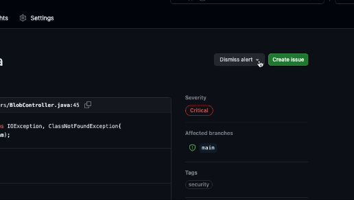 Vídeo en el que se muestra el menú desplegable y el botón para descartar una alerta.