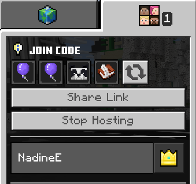 Screenshot of Minecraft Education join code screen.
