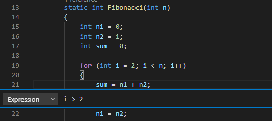 Captura de pantalla de la configuración de un punto de interrupción condicional en Visual Studio Code.