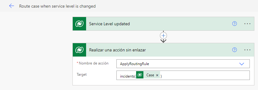 Captura de pantalla de un flujo de Power Automate para enrutar un caso