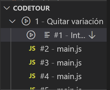 Screenshot that shows CodeTour in Visual Studio Code, with the green arrow highlighted.