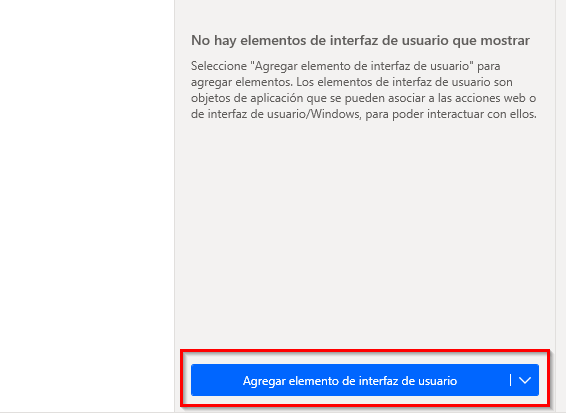 Captura de pantalla del botón Agregar elemento de interfaz de usuario.