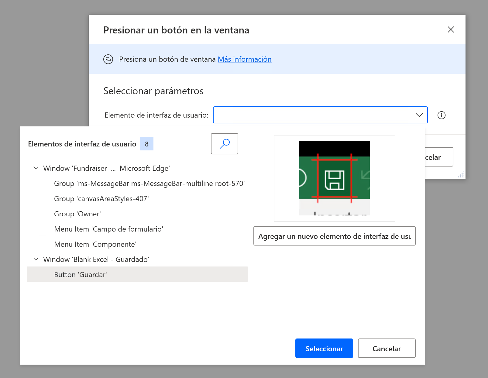 Captura de pantalla de las acciones de la interfaz de usuario en Power Automate para escritorio