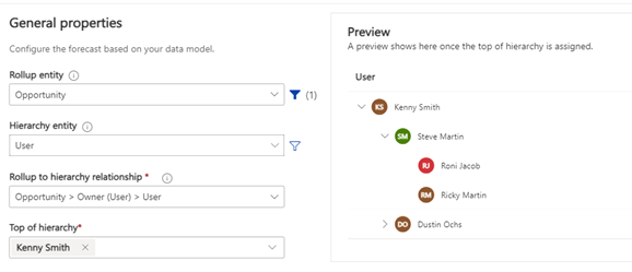 Captura de pantalla de las propiedades generales con Kenny Smith introducido en la parte superior de la jerarquía, con una versión preliminar