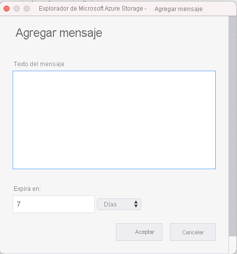 Screenshot that shows the selection for adding a message on the queue.