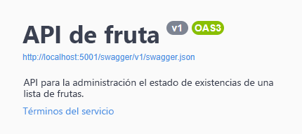 Captura de pantalla que muestra información descriptiva adicional agregada a una API.