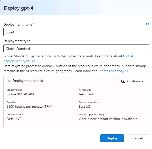 Captura de pantalla que muestra el tipo de implementación.