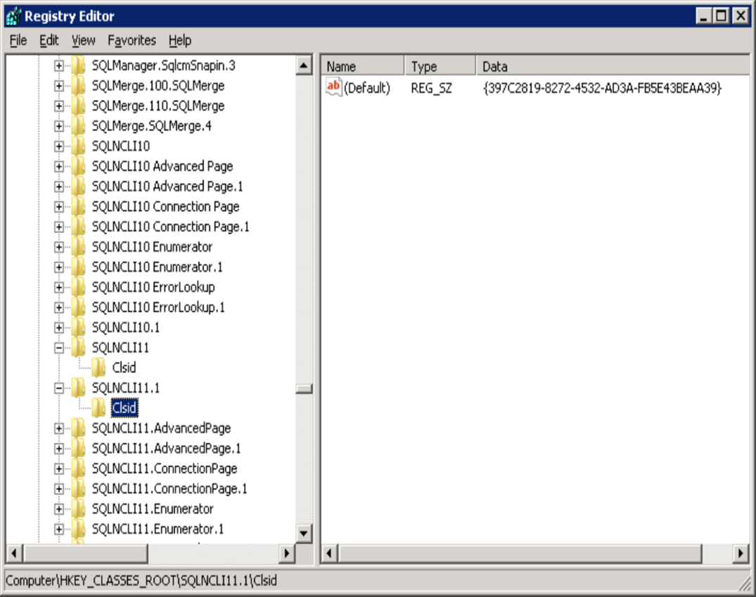Captura de pantalla que muestra cómo buscar el archivo DLL del proveedor mediante el progId con versiones.