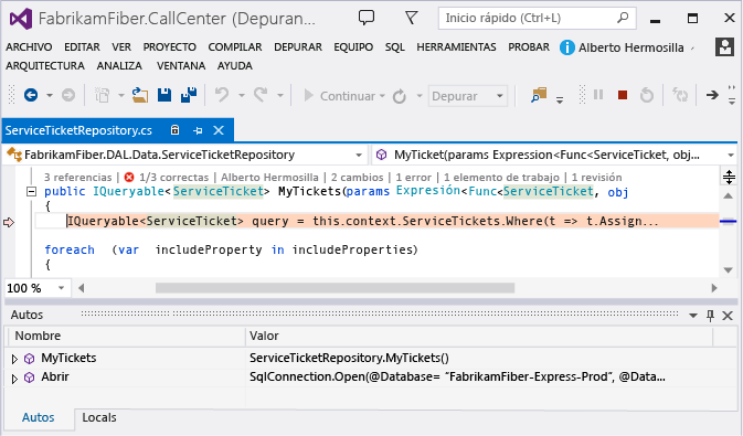 Vaya al código de aplicación del evento de rendimiento