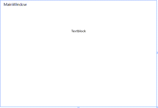 Screenshot of the TextBlock control on the design surface of the MainWindow form. TextBlock control on the MainWindow form