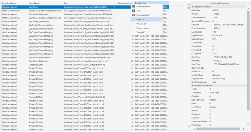 Incorporación de columnas en el visor de eventos Incorporación de columnas en el visor de eventos