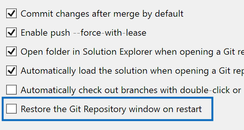 la página de Configuración de Git con la casilla Restaurar repositorio de Git.