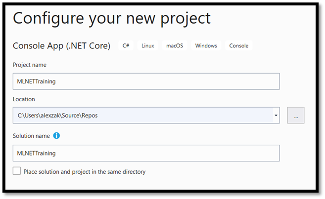 Configuración del nuevo proyecto
