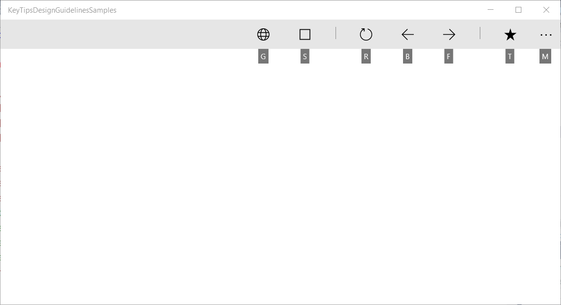 Claves de acceso principales para CommandBar