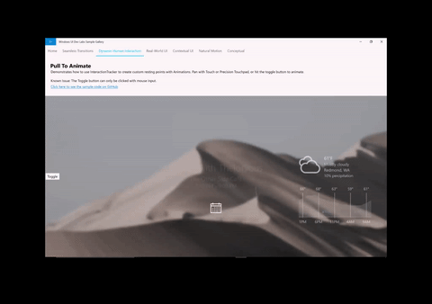 Tirar para activar la animación del ejemplo