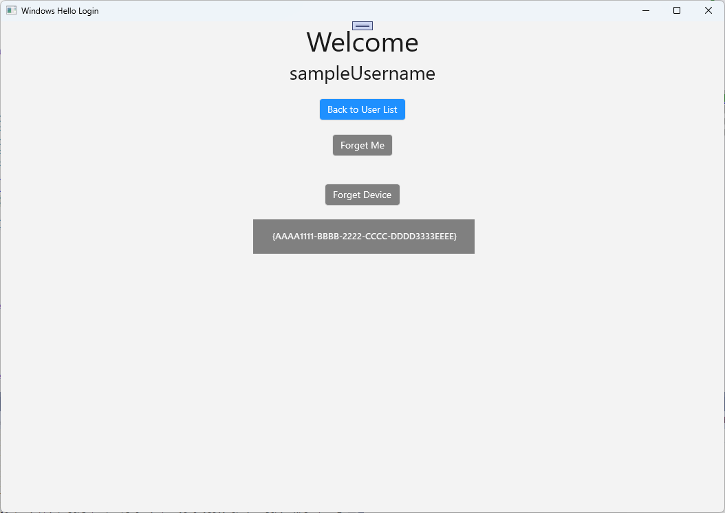 un inicio de sesión exitoso de Windows Hello que muestra el identificador del dispositivo