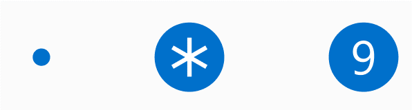 Punto, icono y InfoBadges numéricos