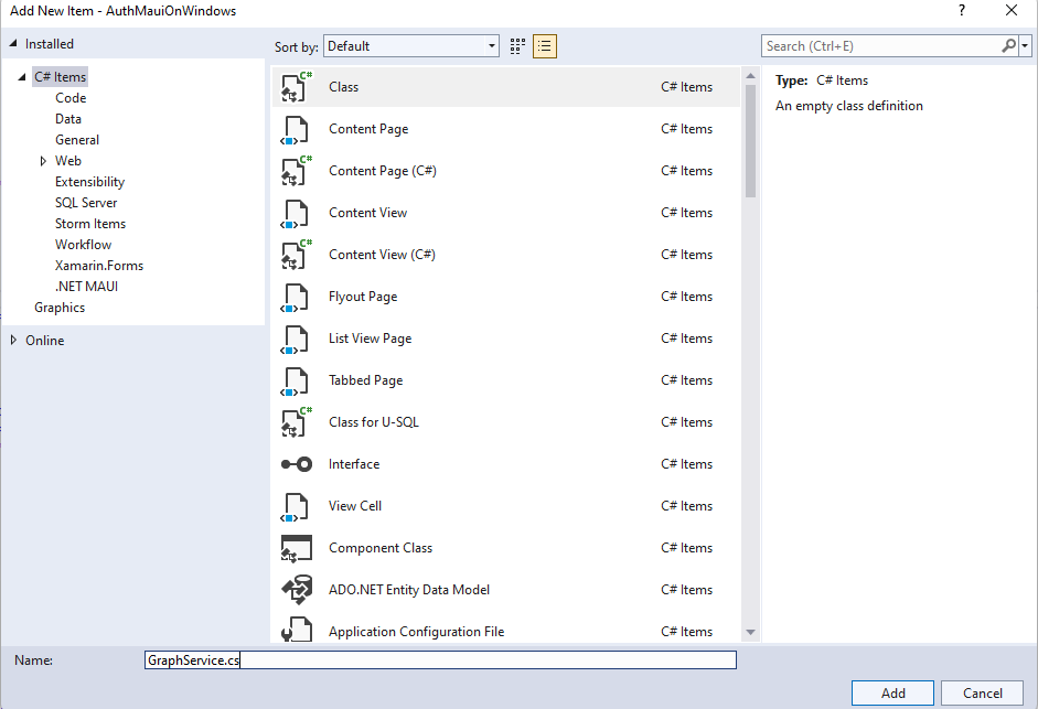 Agregar clase GraphService.