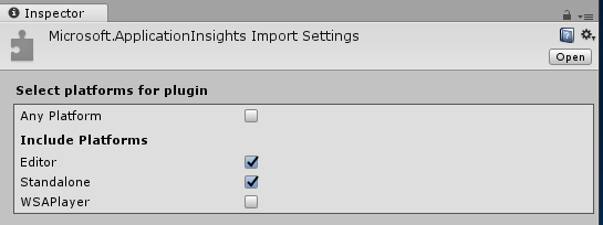 Captura de pantalla del panel Inspector en la que se muestra Editor e independiente activados.