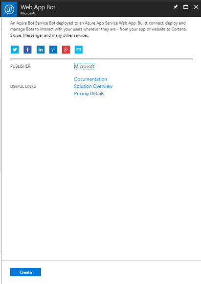 Captura de pantalla de la página Web App Bot y el botón 