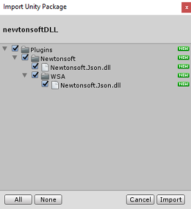 Importación de los recursos newtonsoft.json