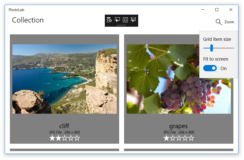 Aplicación ejecutándose con ajuste a la pantalla habilitado