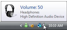 captura de pantalla de la información sobre volumen con el icono de auriculares 