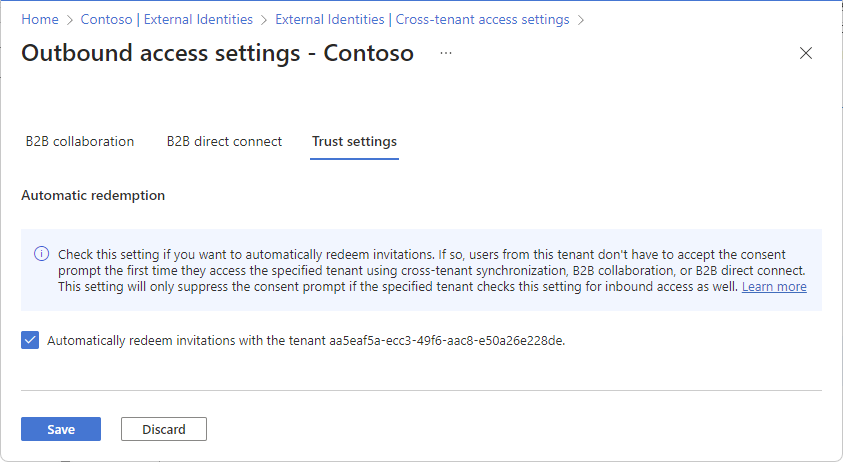 Screenshot that shows the outbound suppress consent prompt check box.