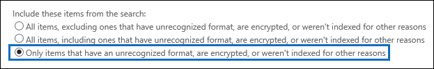 Use the third export option to export only unindexed items.