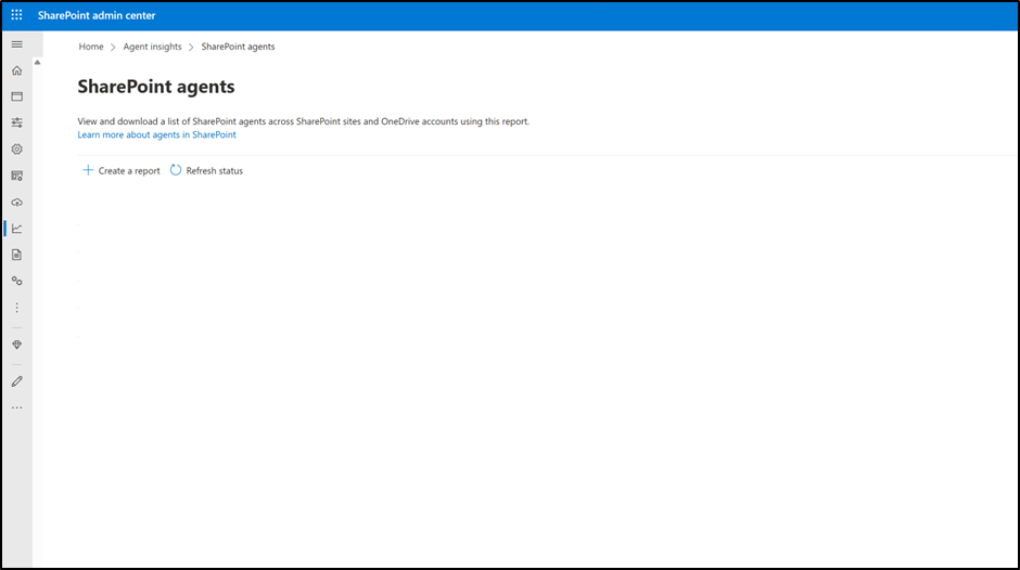 Screenshot of creating report in SharePoint Agent Insights.