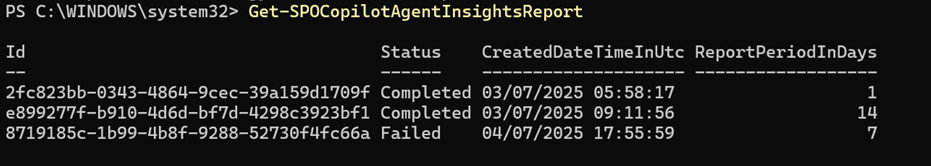 Screenshot of powershell script status.
