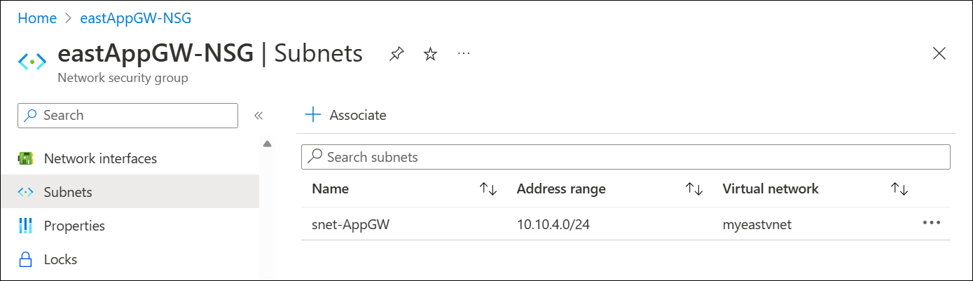 Associate NSG to subnet