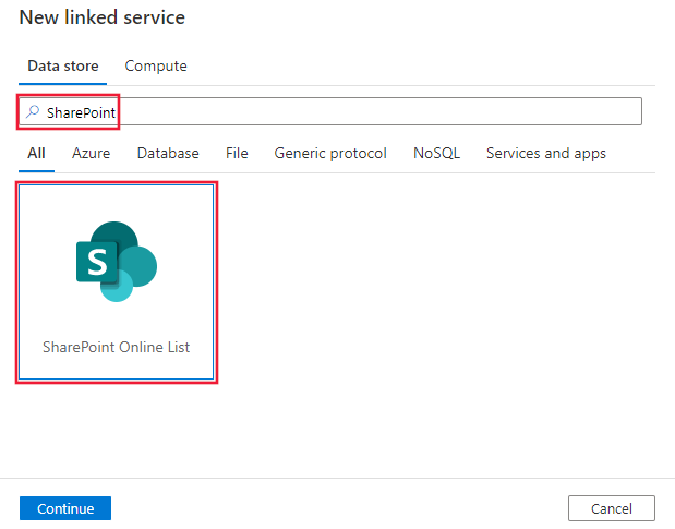 Screenshot of the SharePoint Online List connector.