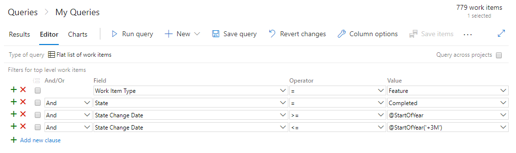 Query for work relative to the start of the day, week, month, or year Query for work relative to the start of the day, week, month, or year.