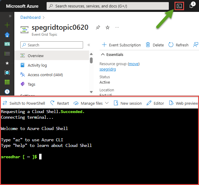 Image showing Cloud Shell - Bash window