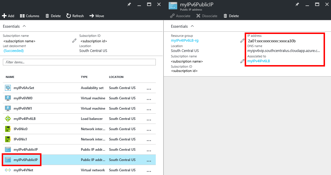 Screenshot shows the IPv6 public address.