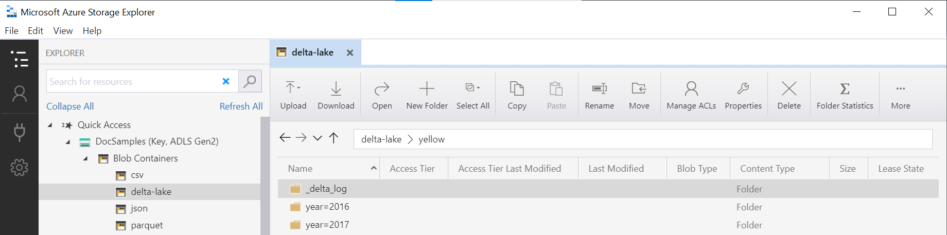 Yellow Taxi Delta Lake folder