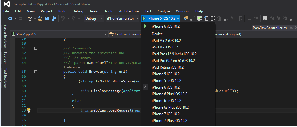 Kassarakenduse iOS  Visual Studio säte juurutuse jaoks