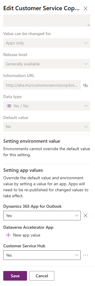 Sätte definitsiooni kuvatõmmis Power Apps .