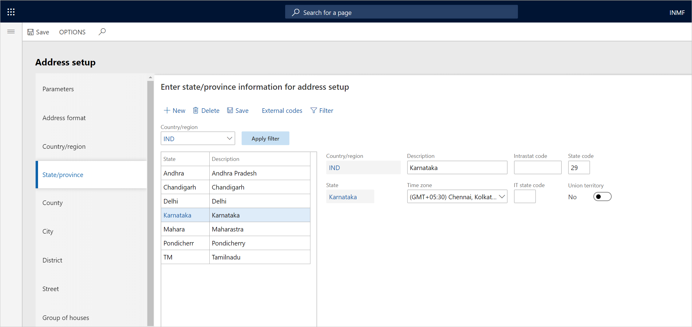 Address setup.