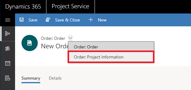 Uue tellimuse projektiteave.