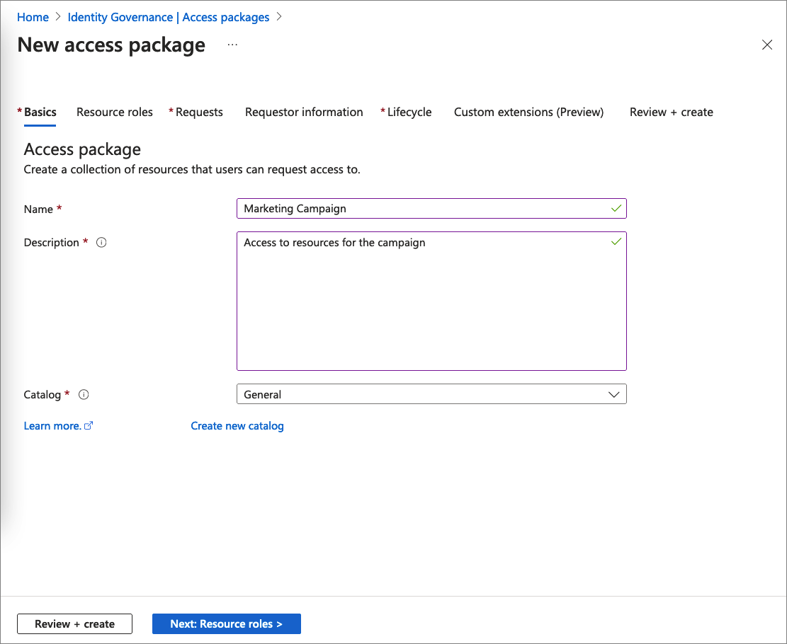 Screenshot showing how to set the basic of the access policy.