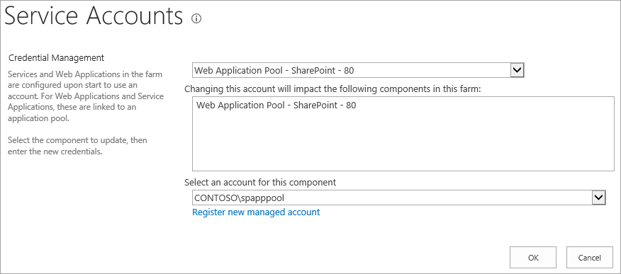 Choices for configuring a service account