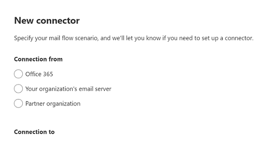 Screenshot that shows the screen on which the process to create a connector begins.