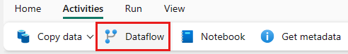 Screenshot of adding a dataflow activity.
