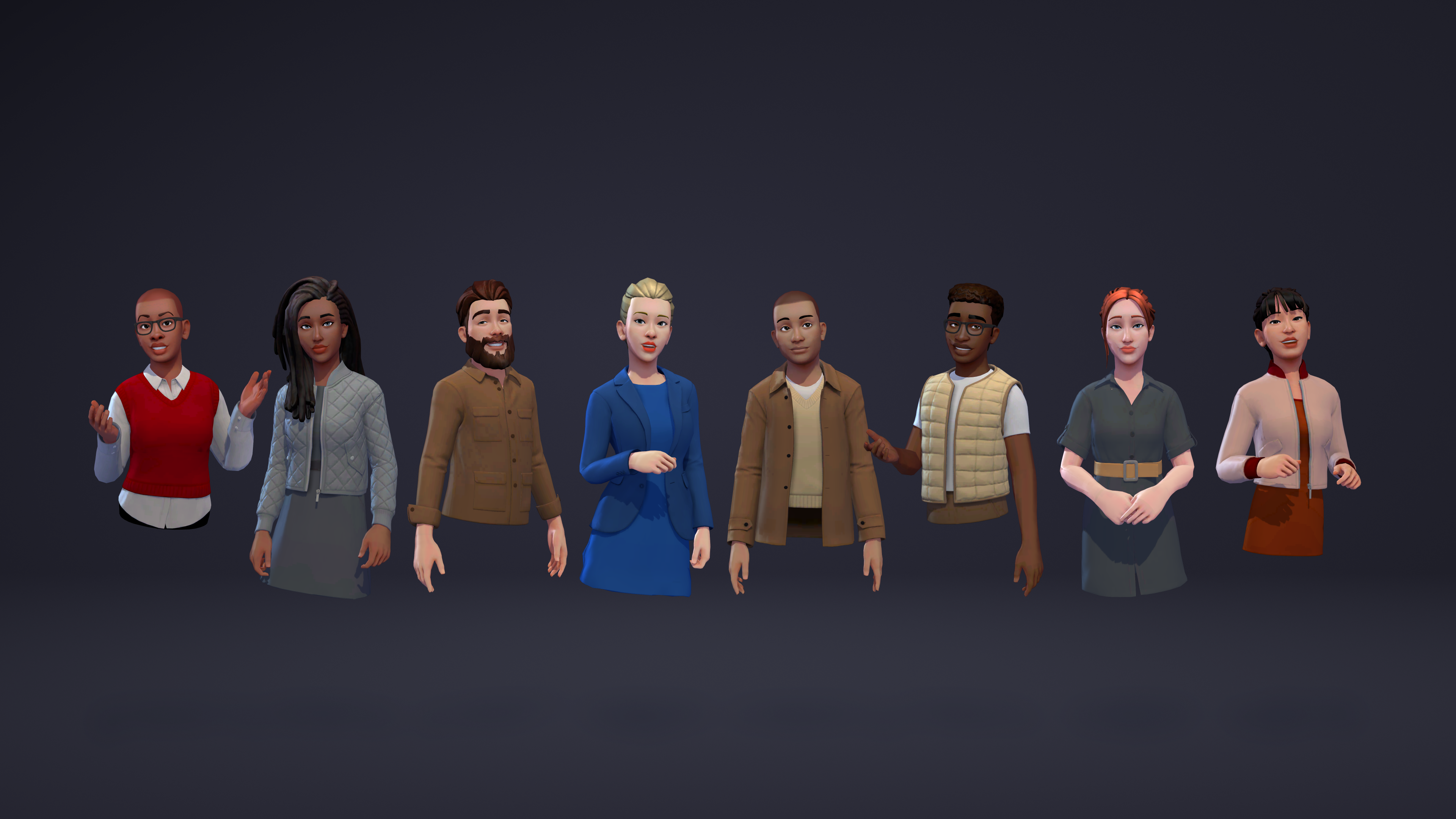 Image showing eight avatars with examples of the new wardrobe pieces.