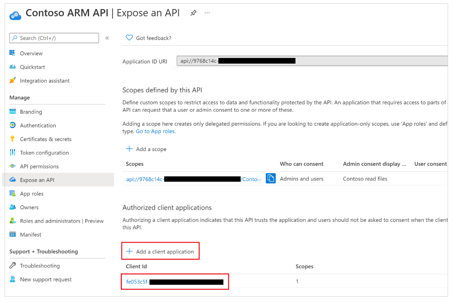 Azure API ühenduste eelautentimine kohandatud API 1-ga