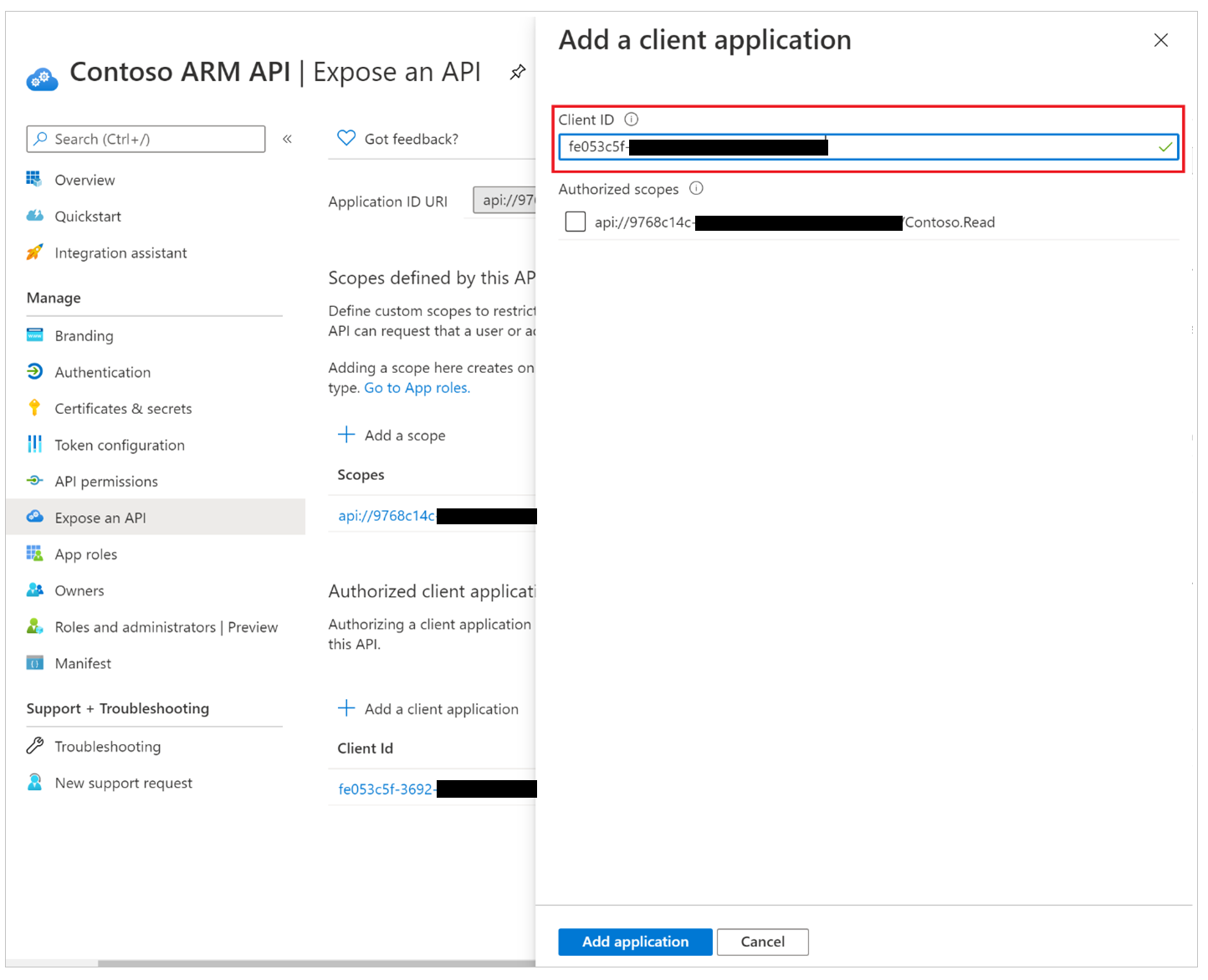 Azure API ühenduste eelautentimine kohandatud API 2-ga