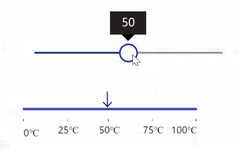 Esitadav rakendus, mis liigutab liugurit komponendis kui liuguri juhtelementi liigutatakse